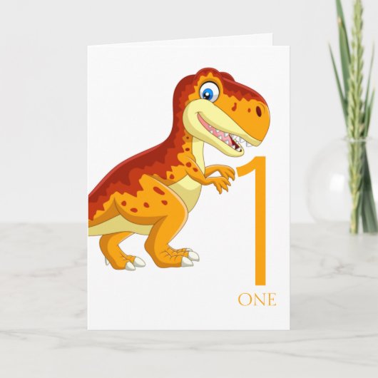 1. Geburtstag Dinosaur Gold Karte (Vorderseite)
