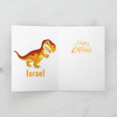 1. Geburtstag Dinosaur Gold Karte (Innenseite)