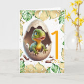 1. Geburtstag Dinosaur Niedliche Jungle Card Karte (Gelbe Blume)