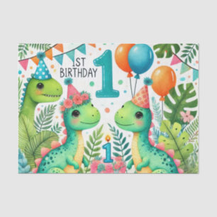 1. Geburtstag Dinosaurier Dino Junge Wasserfarben Seidenpapier