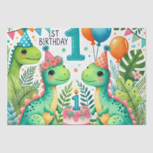 1. Geburtstag Dinosaurier Dino Junge Wasserfarben Seidenpapier