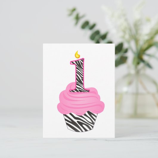 1. Geburtstag Diva Cupcake Postkarte (Stehend Vorderseite)