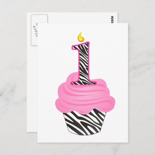 1. Geburtstag Diva Cupcake Postkarte (Vorne/Hinten)