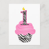 1. Geburtstag Diva Cupcake Postkarte (Vorderseite)