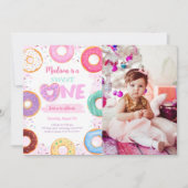 1. Geburtstag Donut Party Foto Einladung (Vorderseite)