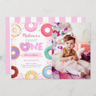1. Geburtstag Donut Party Foto Einladung