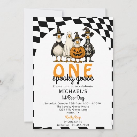 1. Geburtstag: ein leckeres GänseHalloween Einladung (Vorderseite)