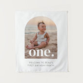 1. Geburtstag Einartiges Foto Begrüßungszeichen Wandteppich (Vorderseite)