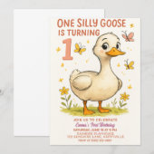 1. Geburtstag Eine Alberne Gans für ein Baby Einladung (Vorne/Hinten)