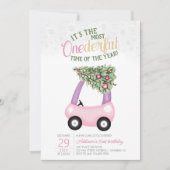 1. Geburtstag eines rosafarbenen Autos Einladung (Vorderseite)