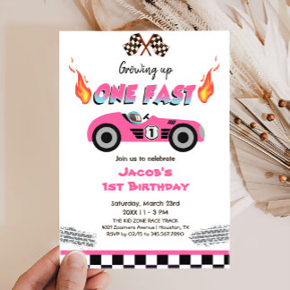1. Geburtstag eines schnellen Red Race Cars Einladung