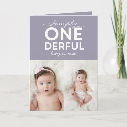 1. Geburtstag einfache, bunte Typografie Karte (Vorderseite)