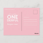 1. Geburtstag einfache, bunte Typografie Postkarte (Rückseite)