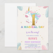 1. Geburtstag Einhorn Geburtstag Einladungen (Vorne/Hinten)