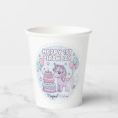 1. Geburtstag Einhorn-Papierbecher Pappbecher (Vorderseite)
