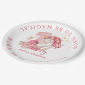 1. Geburtstag Einhorn Rosa Kleines Mädchen Pappteller (Schrägansicht)