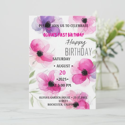 1. Geburtstag Einladung (Stehend Vorderseite)