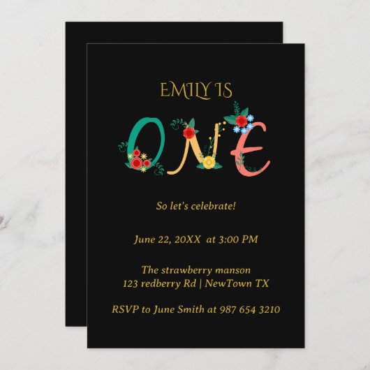 1. Geburtstag Einladung (Vorne/Hinten)