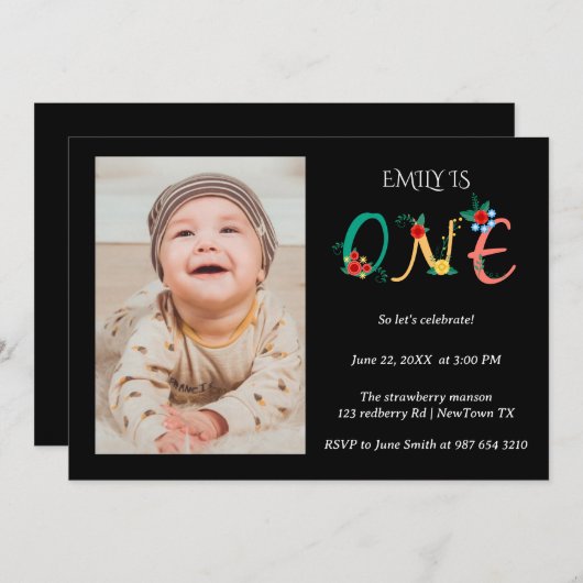 1. Geburtstag Einladung (Vorne/Hinten)