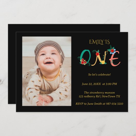 1. Geburtstag Einladung (Vorne/Hinten)