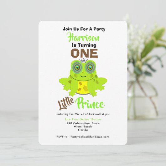 1. Geburtstag Einziger Prinz Niedlich Einladung (Stehend Vorderseite)
