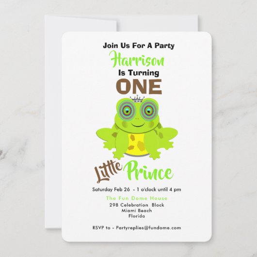 1. Geburtstag Einziger Prinz Niedlich Einladung (Vorderseite)