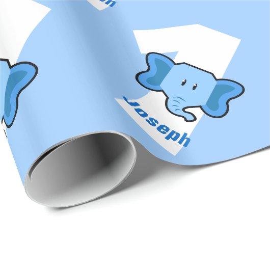 1. Geburtstag ELEFANT jähriges individueller Name Geschenkpapier (Rolleneckpunkt)