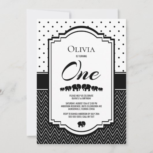 1. Geburtstag-Elefant-Party Einladung (Vorderseite)