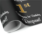 1. Geburtstag: Elegante Luxuriöse Imitate Gold Loo Geschenkpapier (Rolleneckpunkt)