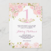 1. Geburtstag ERSTE schöne Blumeneinladung, Einladung (Vorne/Hinten)