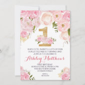 1. Geburtstag ERSTE schöne Blumeneinladung, Einladung (Vorderseite)
