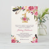 1. Geburtstag ERSTE Schöne Flora Einladung, Einladung (Stehend Vorderseite)