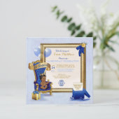 1. Geburtstag Ethnisch Junge Königlich Blau Gold F Einladung (Stehend Vorderseite)