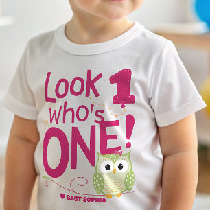 1. Geburtstag Eule Mädchen Baby T-shirt