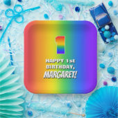 1. Geburtstag: Farbenfroh, Fun Rainbow Pattern # 1 Pappteller (Party)
