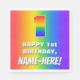 1. Geburtstag: Farbenfroh, Fun Rainbow Pattern # 1 Serviette