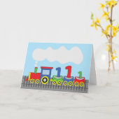 1. Geburtstag farbenfroher Zug auf Schiene Karte (Gelbe Blume)