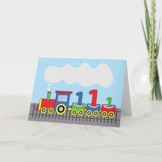 1. Geburtstag farbenfroher Zug auf Schiene Karte (Vorderseite)