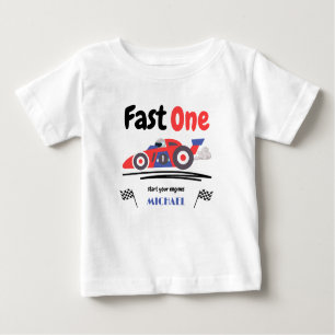 1. Geburtstag Fast One Red Blue Race Car Baby T-shirt