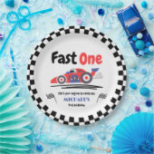1. Geburtstag Fast One Red Blue Race Car Pappteller (Party)