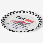 1. Geburtstag Fast One Red Blue Race Car Pappteller (Schrägansicht)