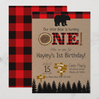 1. Geburtstag Flannel Little Bären Thema Geburtsta Einladung