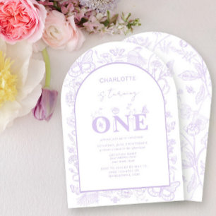 1. Geburtstag floral Lilac Blume macht eine Einladung