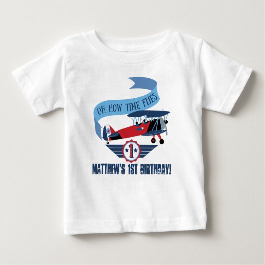 1. Geburtstag, Flugzeug T-Shiert, Flugzeug Baby T-shirt (Vorderseite)