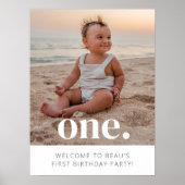 1. Geburtstag Foto Begrüßungszeichen Poster (Vorne)