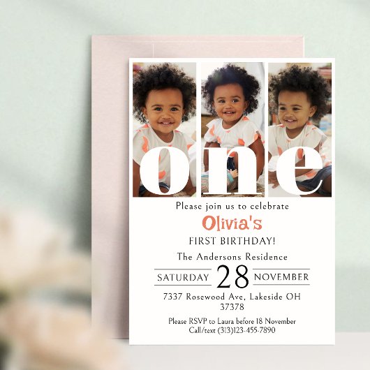 1. Geburtstag Foto Collage Gender Neutral Einladung