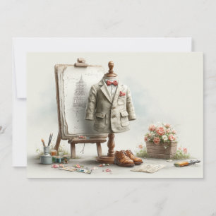 1. Geburtstag französischer Künstler Baby Anzug Pa Einladung