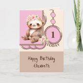 1. Geburtstag fügen Sie den Namen niedliche schwül Karte (Vorderseite)