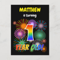 1. Geburtstag - Fun Fireworks, Regenbogen Look "1"