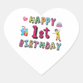 1. Geburtstag für 1 Jahr Kinder B-Tag Herz-Aufkleber (Vorderseite)
